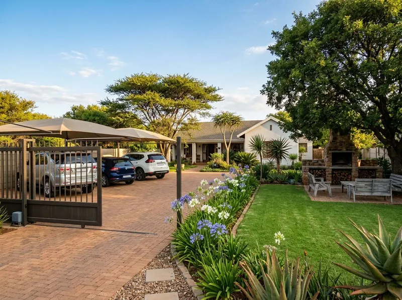 Garden, braai area and secure parking